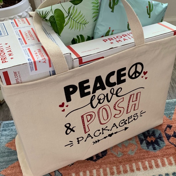 Peace Love & Posh Packages Large Canvas Tote Bag - Picture 5 of 6